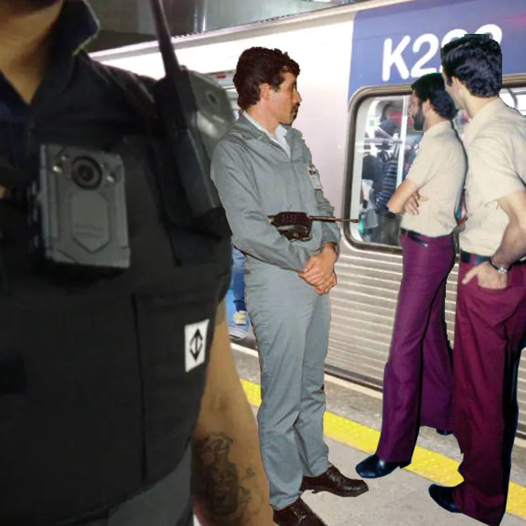 Mockup técnico de uniformes de operação e manutenção do metrô